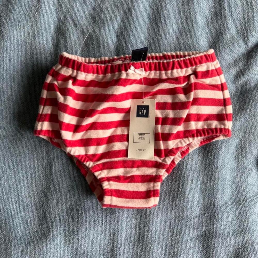 Vintage-style Baby Gap red and white striped bloomers / diaper cover shorts